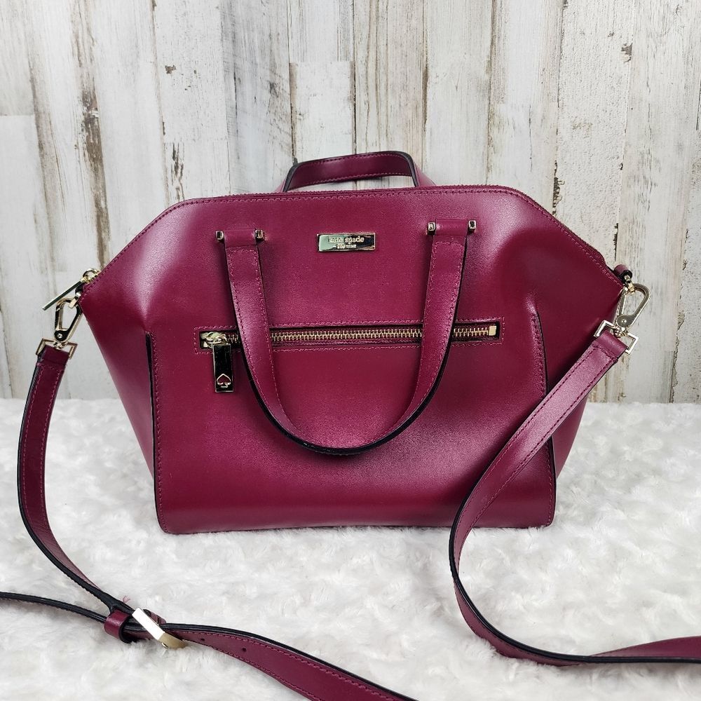Kate Spade Red Plum Savannah Parliament Square Satchel Bag
